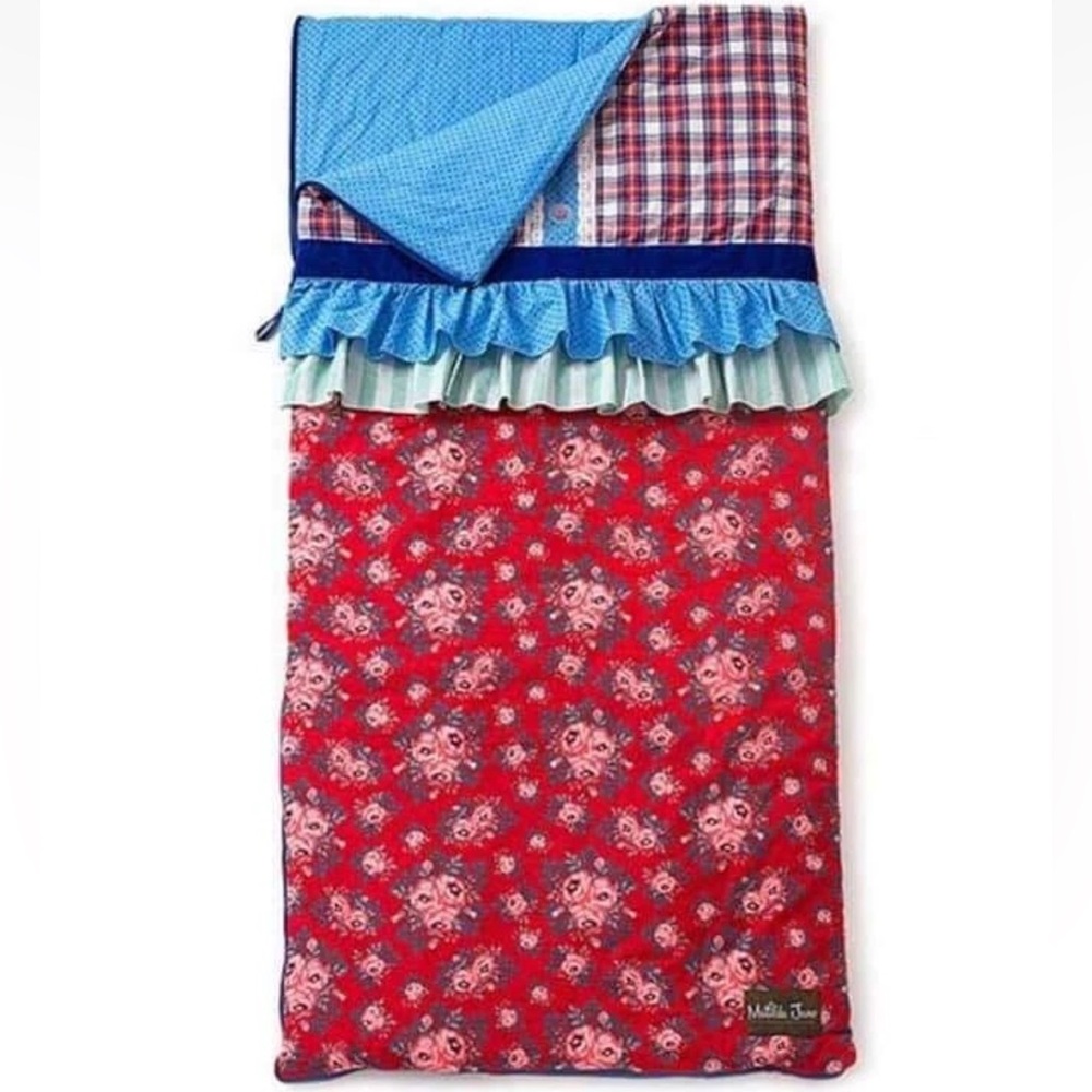 Matilda Jane Bed Of Roses Floral Ruffle Plaid Roll Up Sleeping Bag Camping
